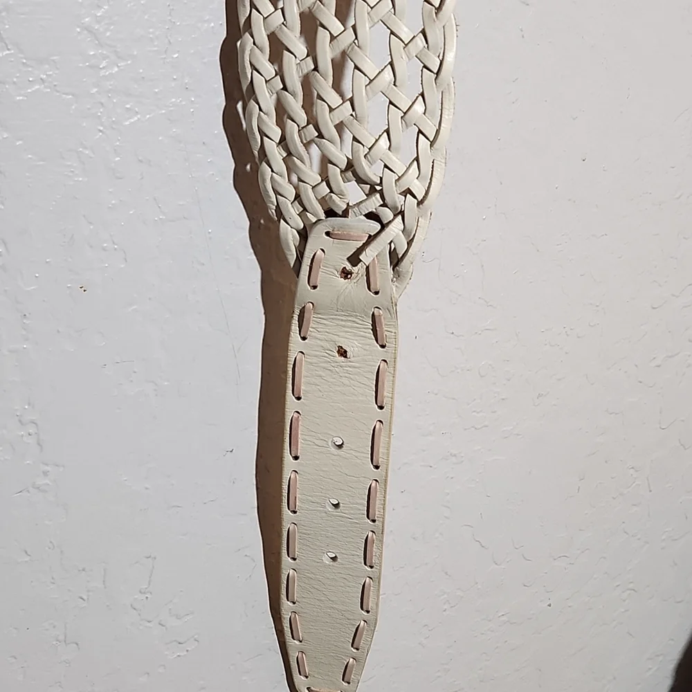 Large Leather Woven Buckle Belt